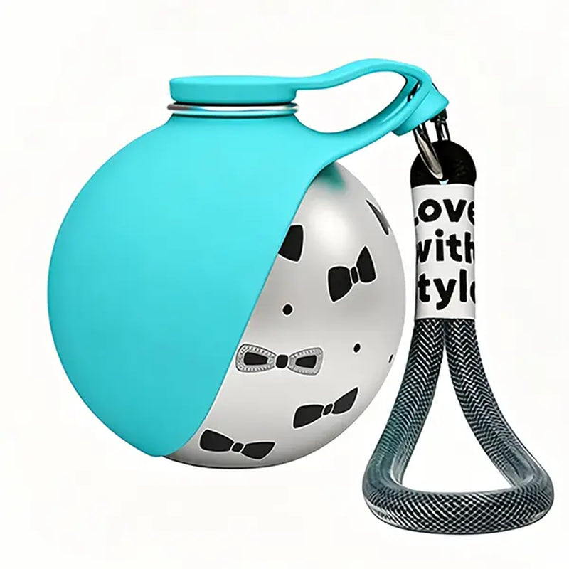 Ihubei Portable Pet Water Bottle with Foldable Food-Grade Silicone Bowl and 304 Stainless Steel Design for Dogs and Cats - Ideal for Travel and Outdoor Activities, 285ml