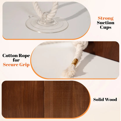 Solid Wood Cat Window Perch with Removable Machine Washable Cushion and Strong Suction Cups for Cats and Small Dogs