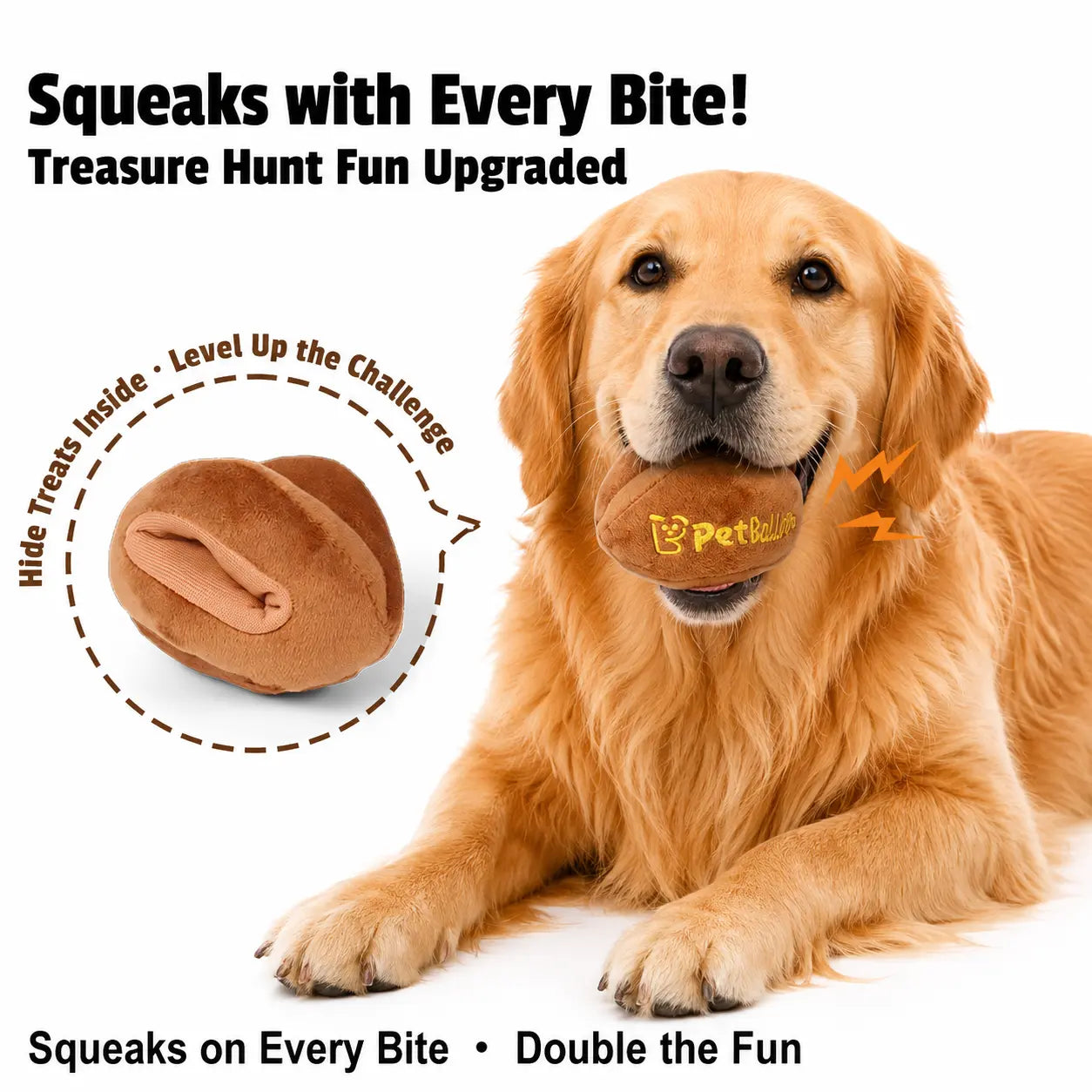 Durable Plush Pet Squeak Toys - Tri-Color Coffee Bean Design with Crinkle Treat Bag for Small and Medium Breeds, Snuffle Treat-Hiding Toys