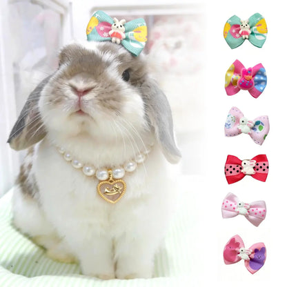 6-Piece Colorful Bunny Hair Bow Clips for Small Pets - Ideal for Dress-Up and Photography