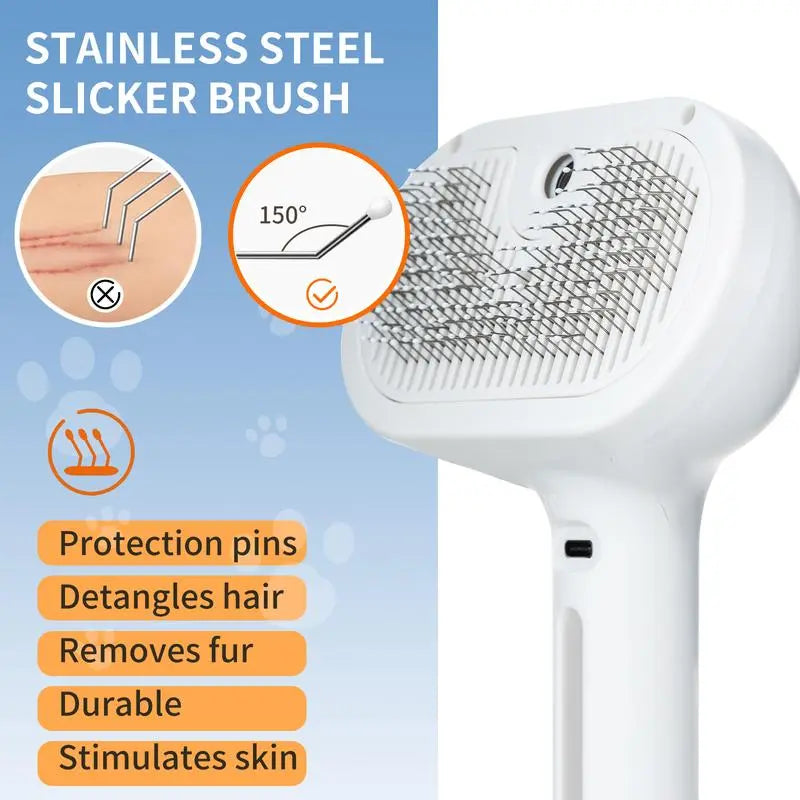 Pet Hair Removal Comb with Spray Function for Odor Elimination - Cat and Dog Grooming Brush