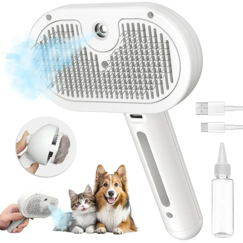 Pet Hair Removal Comb with Spray Function for Odor Elimination - Cat and Dog Grooming Brush
