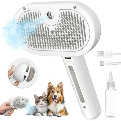 Pet Hair Removal Comb with Spray Function for Odor Elimination - Cat and Dog Grooming Brush