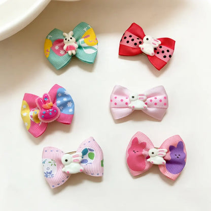 6-Piece Colorful Bunny Hair Bow Clips for Small Pets - Ideal for Dress-Up and Photography