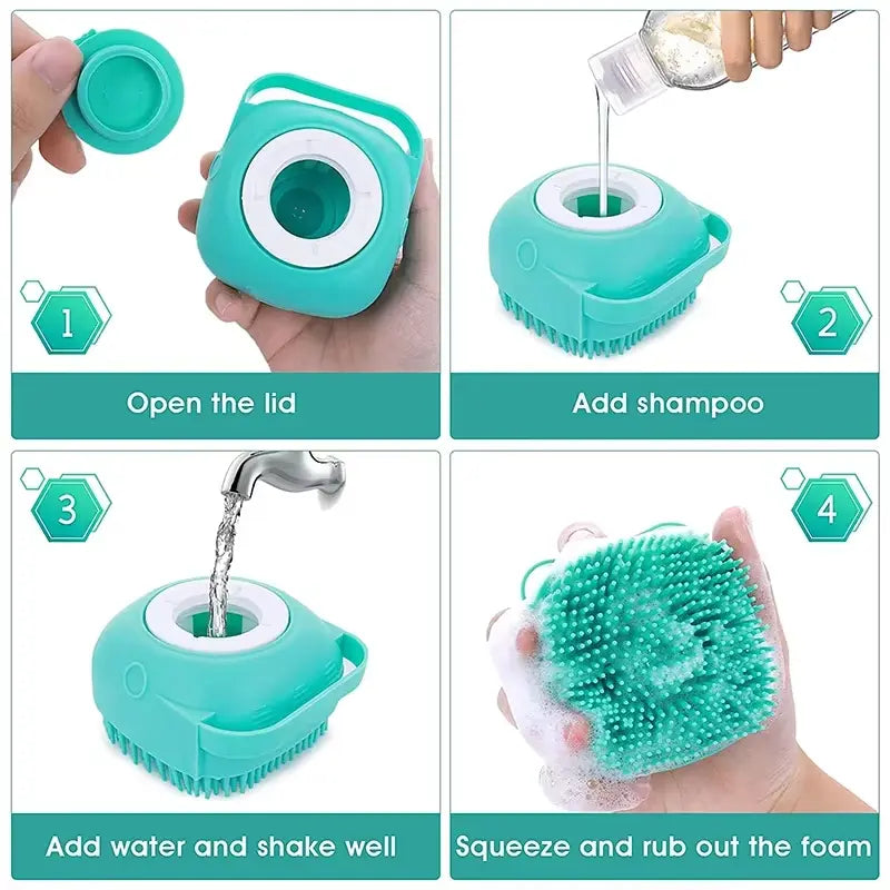 Professional Pet Grooming Brush for Detangling, Fluffing, and Loose Hair Removal with Detachable Head for Easy Cleaning in Shower or Bathtub