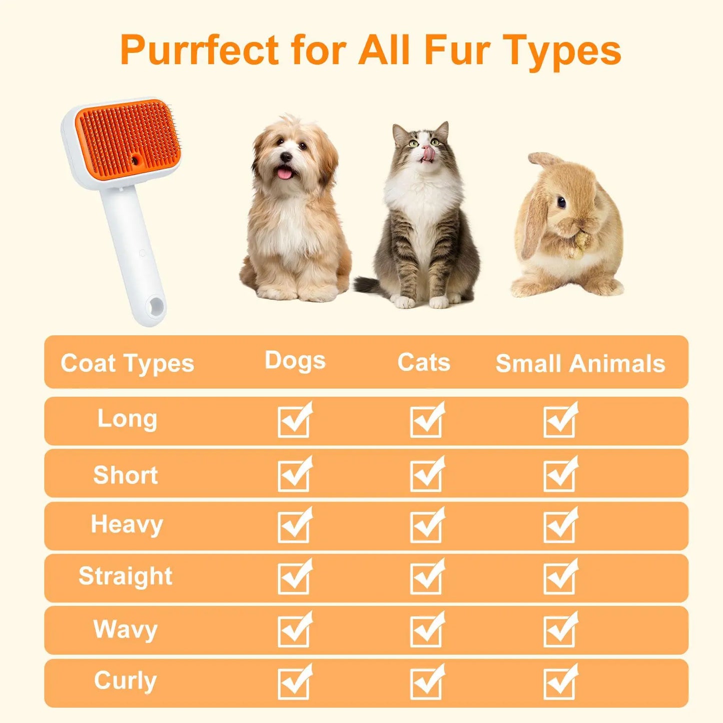#Summervibes Cat Grooming Brush – Waterproof Steam Deshedding Tool, One-Button Hair Removal Comb for Cats & Dogs, Pet Fur Cleaning & Trimming, Petlovers