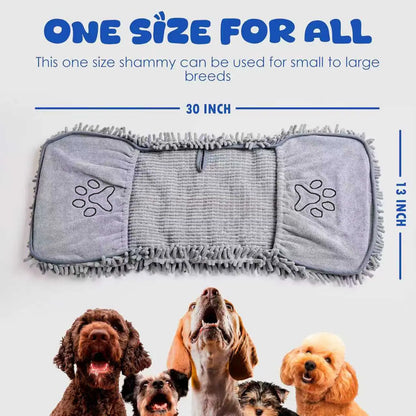Microfiber Quick-Drying Absorbent Dog Towel with Hand Pockets - Machine Washable for Medium to Large Dogs (30 x 13 inches)