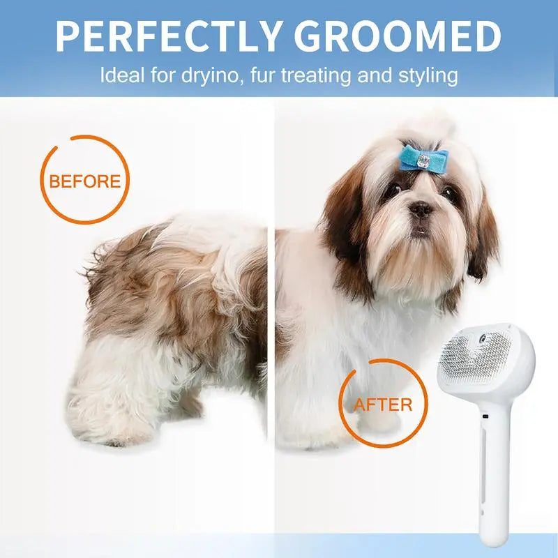 Pet Hair Removal Comb with Spray Function for Odor Elimination - Cat and Dog Grooming Brush