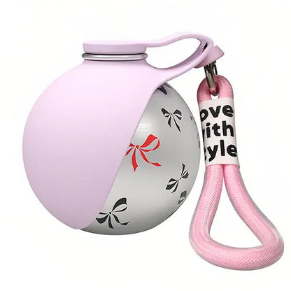 Ihubei Portable Pet Water Bottle with Foldable Food-Grade Silicone Bowl and 304 Stainless Steel Design for Dogs and Cats - Ideal for Travel and Outdoor Activities, 285ml