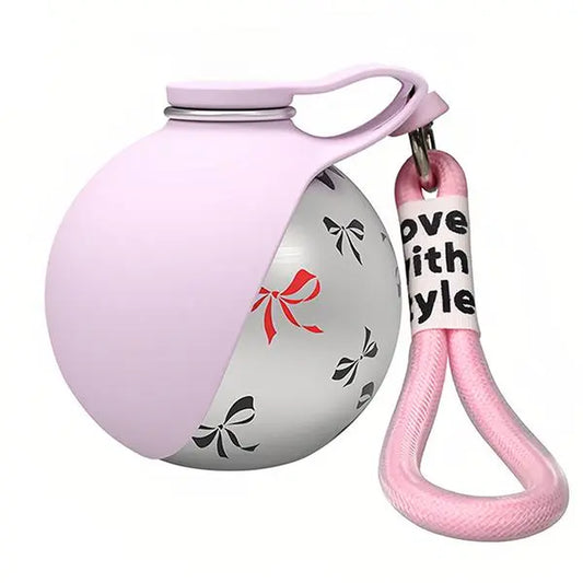Ihubei Portable Pet Water Bottle with Foldable Food-Grade Silicone Bowl and 304 Stainless Steel Design for Dogs and Cats - Ideal for Travel and Outdoor Activities, 285ml