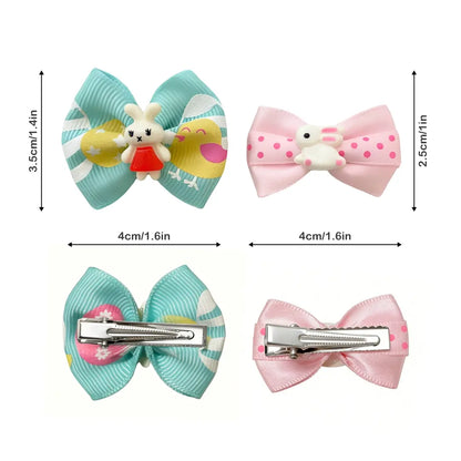 6-Piece Colorful Bunny Hair Bow Clips for Small Pets - Ideal for Dress-Up and Photography
